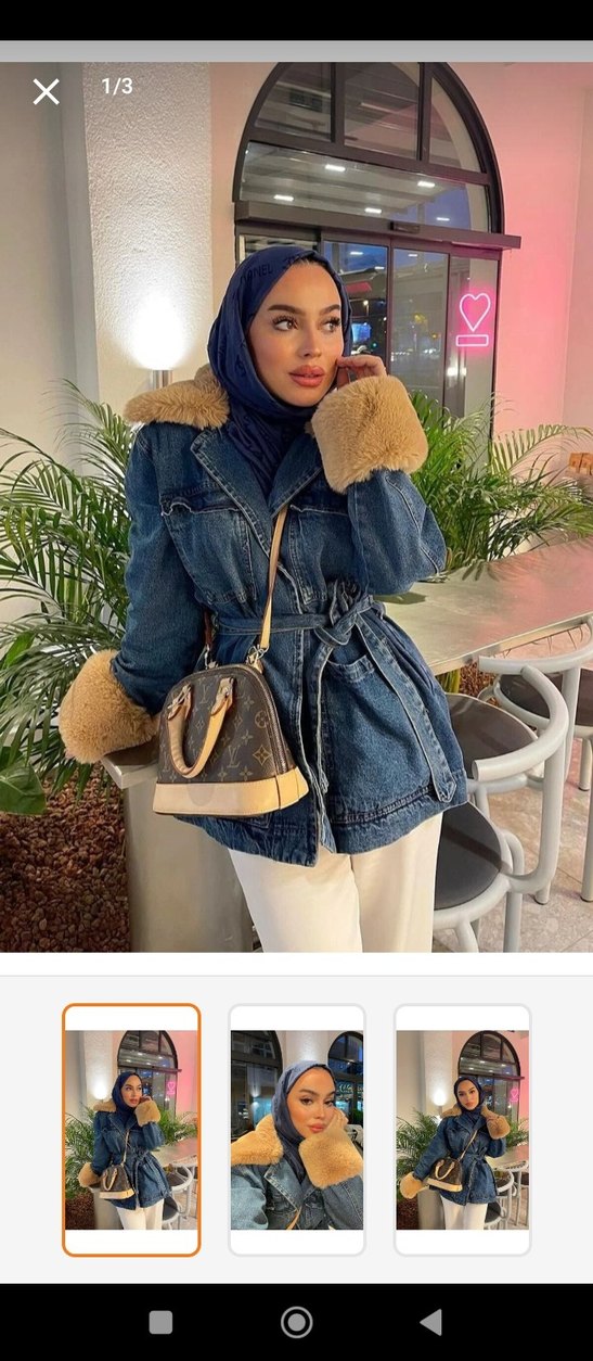 Kadın Camel Kürklü Denim Ceket - Görsel 2