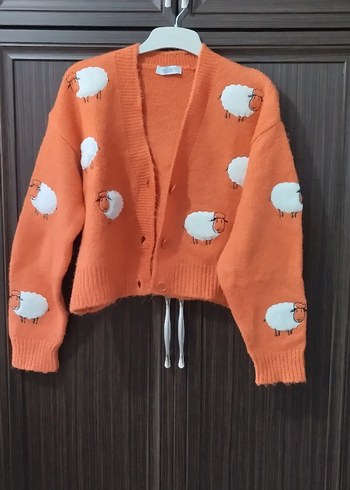 Baskılı Kısa Kadın Triko Hırka - Görsel 3