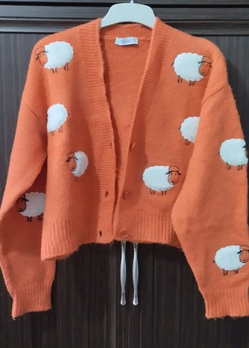 Baskılı Kısa Kadın Triko Hırka - Görsel 2