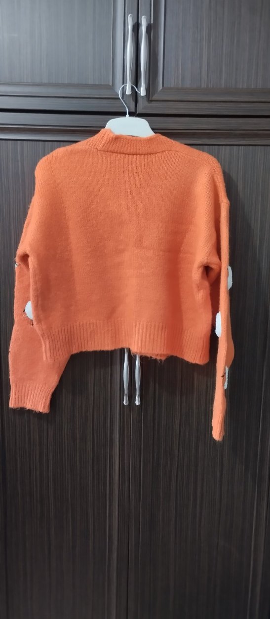 Baskılı Kısa Kadın Triko Hırka - Görsel 4