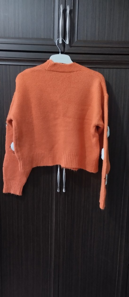 Baskılı Kısa Kadın Triko Hırka - Görsel 5