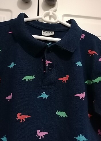 Dinozor Desenli Polo Yaka Çocuk Tişörtü - Görsel 2