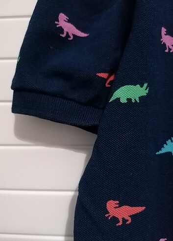 Dinozor Desenli Polo Yaka Çocuk Tişörtü - Görsel 4