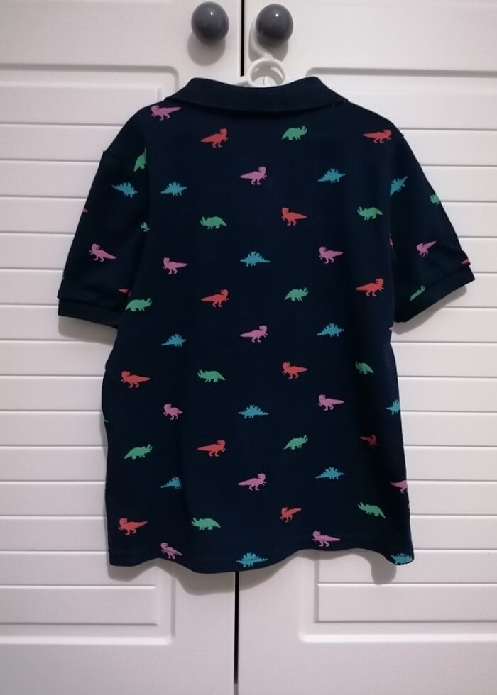 Dinozor Desenli Polo Yaka Çocuk Tişörtü - Görsel 3