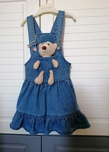 Ayıcıklı Kot Elbise / Salopet - Görsel 2