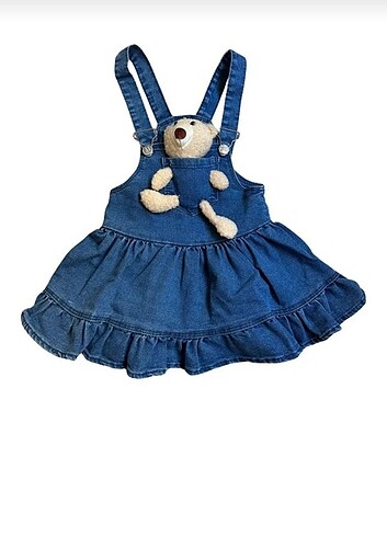 Ayıcıklı Kot Elbise / Salopet - Görsel 6