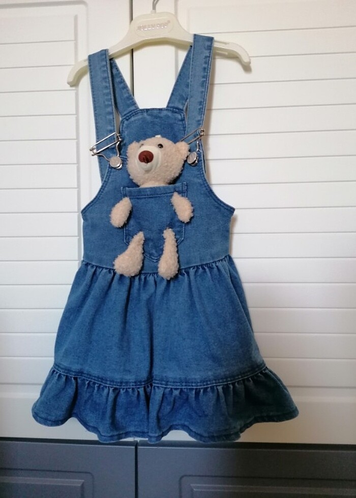 Ayıcıklı Kot Elbise / Salopet - Görsel 2