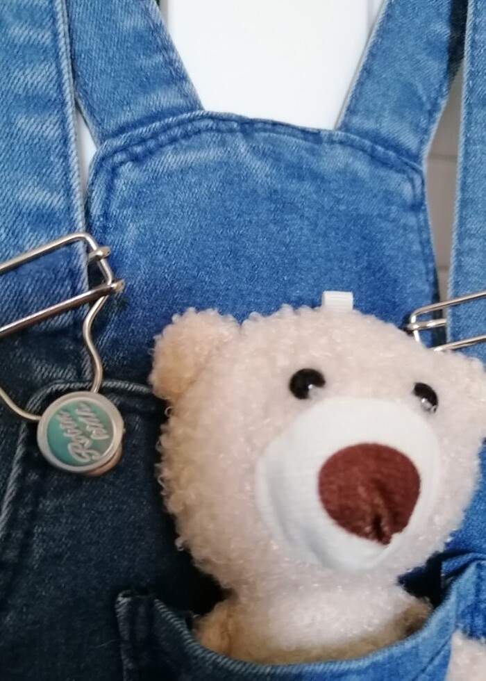 Ayıcıklı Kot Elbise / Salopet - Görsel 3