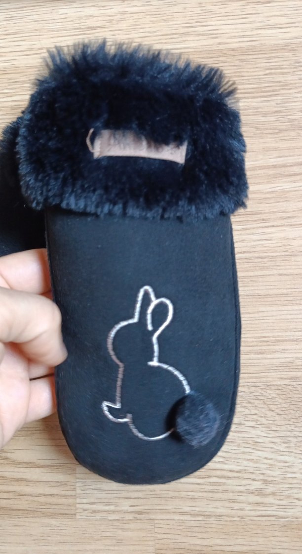 Siyah Nakışlı Kürklü kiz çocuk eldiven - Görsel 2