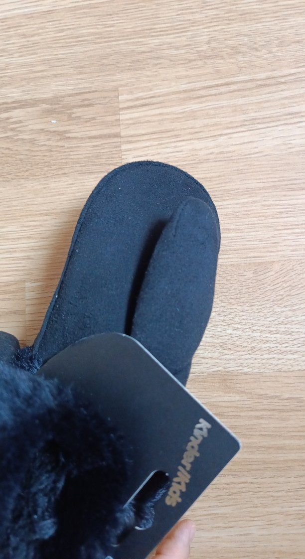 Siyah Nakışlı Kürklü kiz çocuk eldiven - Görsel 5