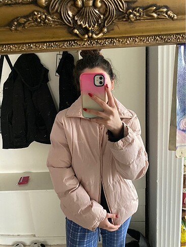 toz pembe şişme mont - Görsel 9