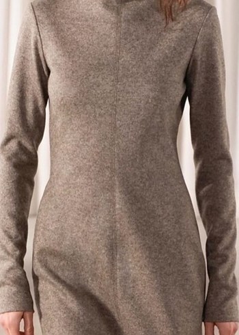 Zara  Kahverengi Uzun Yün elbise - Görsel 7