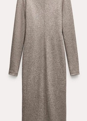 Zara  Kahverengi Uzun Yün elbise - Görsel 6