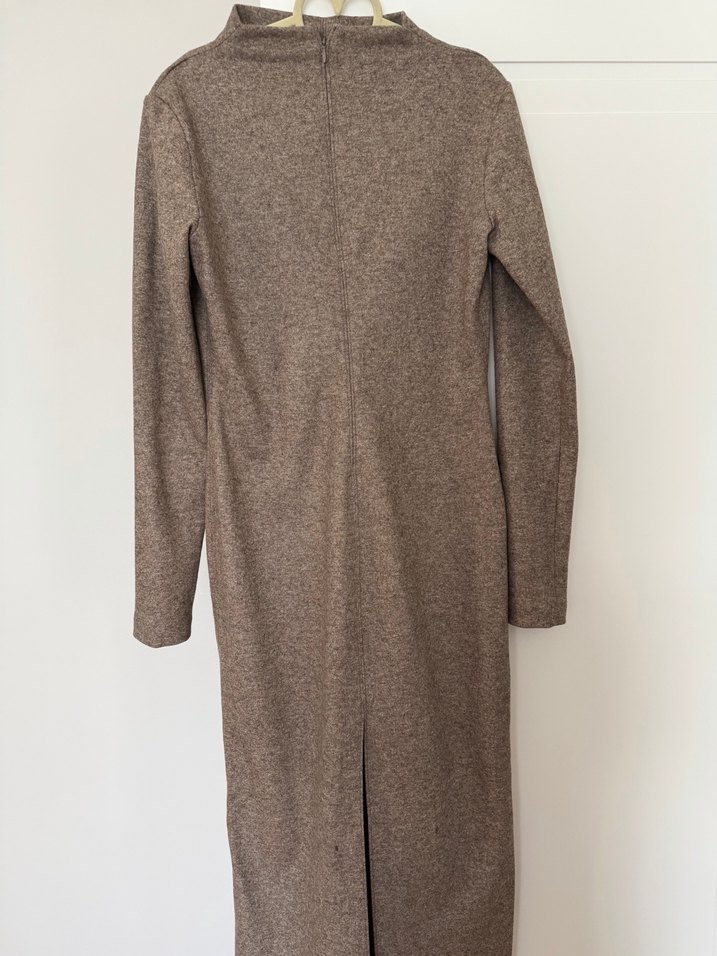Zara  Kahverengi Uzun Yün elbise - Görsel 2
