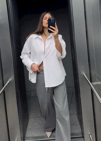 Zara beli lastikli geniş paça - Görsel 2