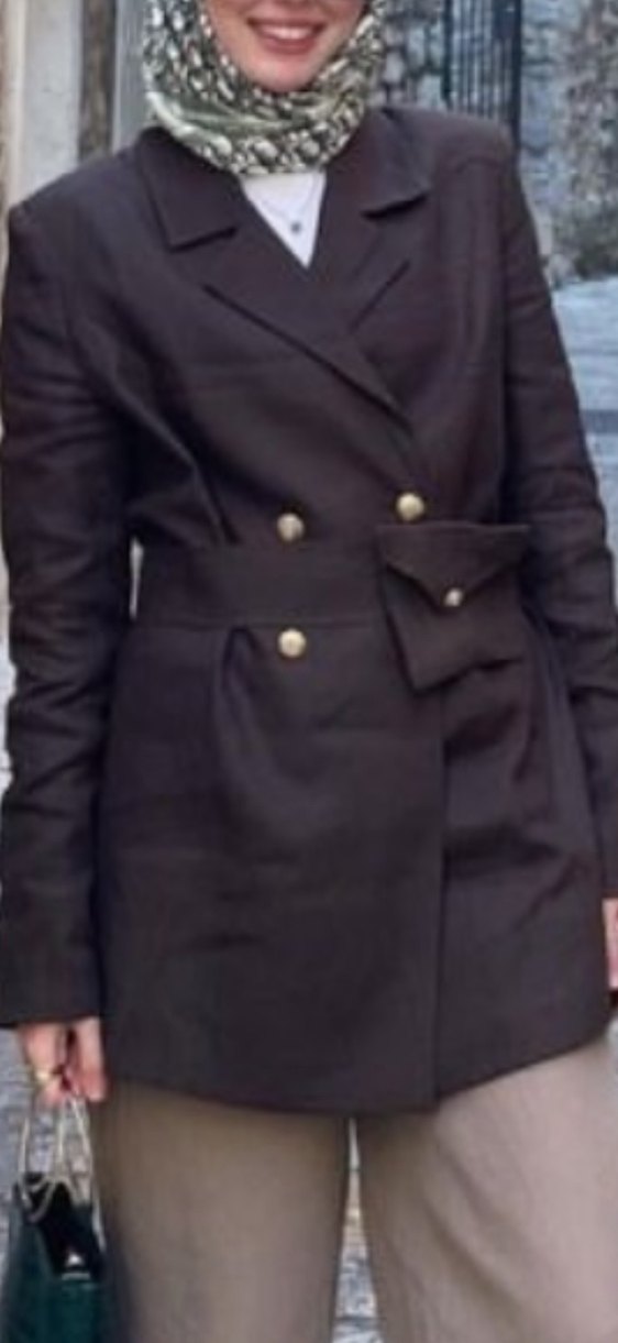 Twoberriesss saf keten blezar ceket - Görsel 2