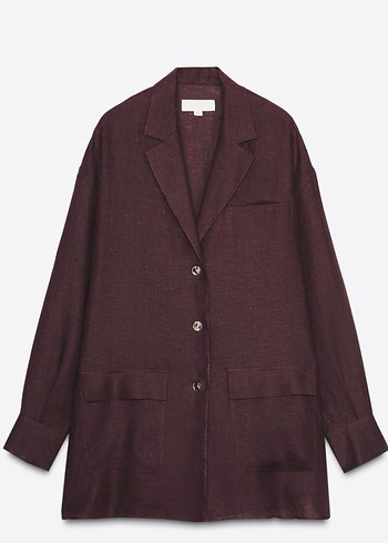 Zara Bordo Oversize Blazer Ceket