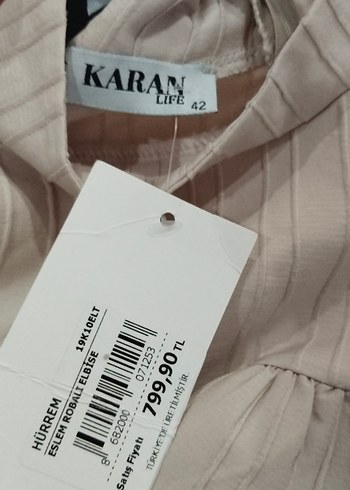 Bej Kadın Uzun Elbise Robalı - Görsel 3