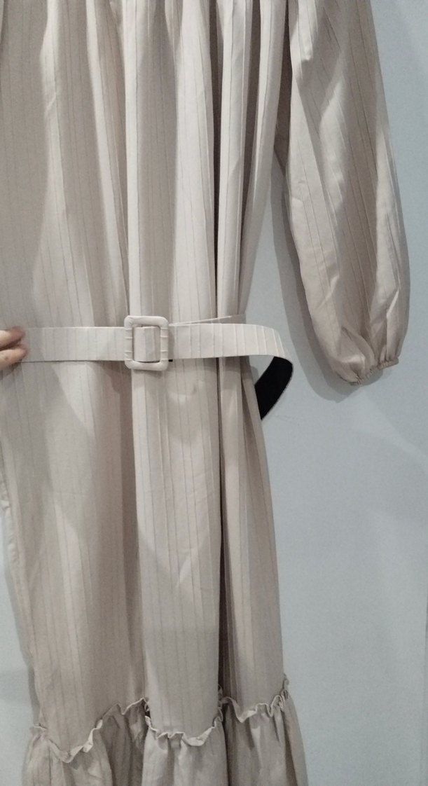 Bej Kadın Uzun Elbise Robalı - Görsel 5