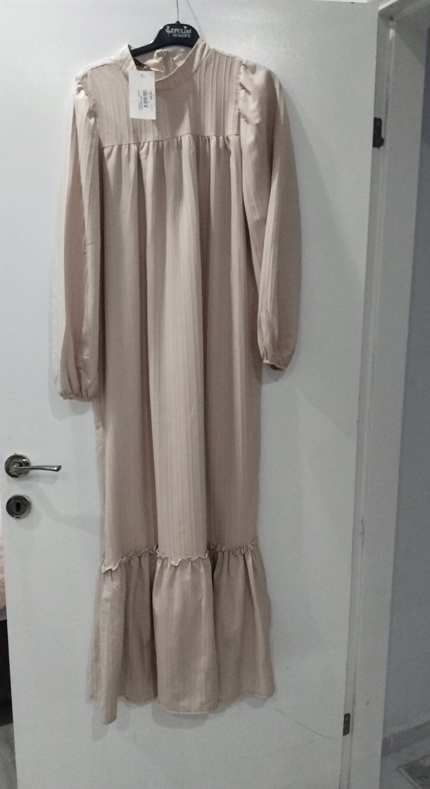 Bej Kadın Uzun Elbise Robalı - Görsel 2