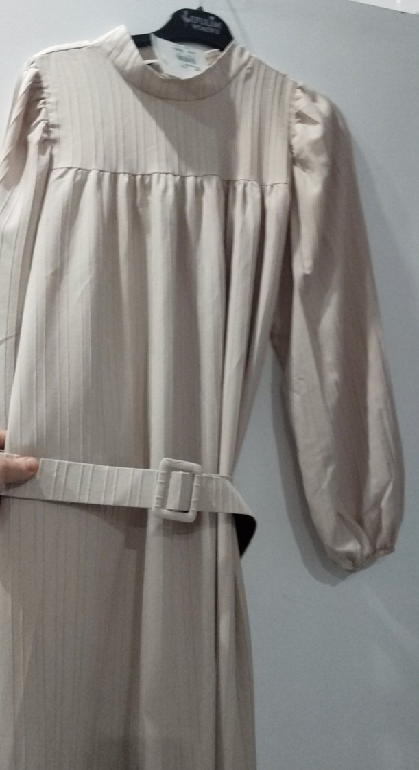 Bej Kadın Uzun Elbise Robalı - Görsel 4