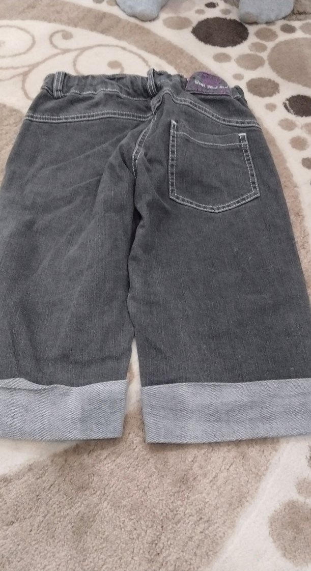 Kızlar için Gri Bol Kesim Denim şort - Görsel 2