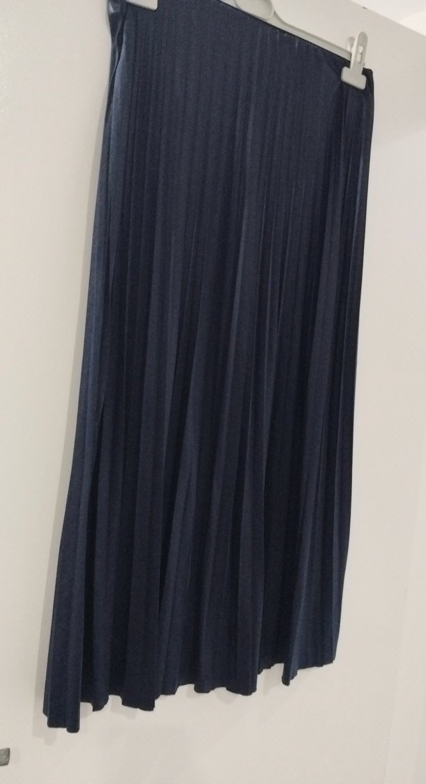 Lacivert Piliseli Kadın Uzun Etek - Görsel 2