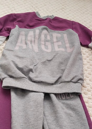 Kızlar için Gri Pamuklu Rahat Eşofman Takımı - Görsel 2