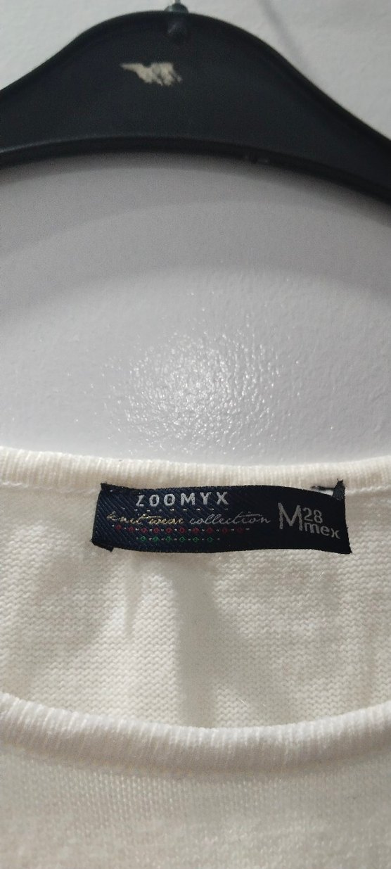 Beyaz Uzun Kollu Baskılı Triko Kazak - Görsel 3