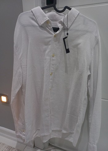 Erkek Beyaz Keten Gömlek - Görsel 2