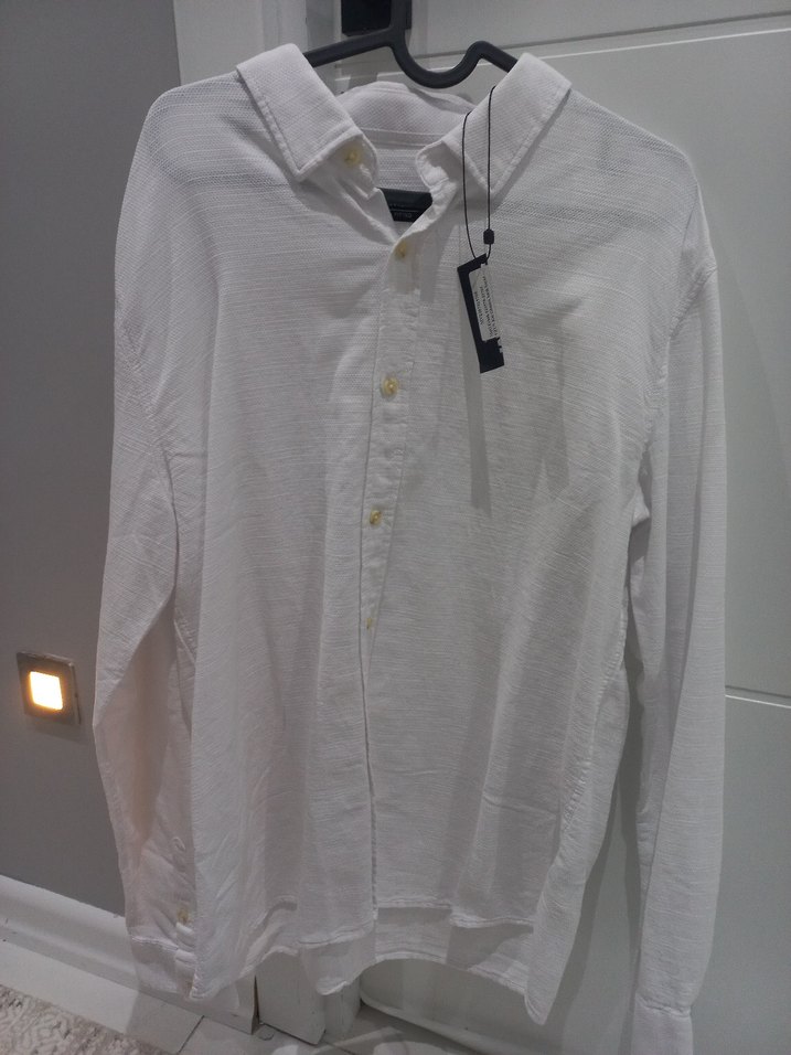 Erkek Beyaz Keten Gömlek - Görsel 2