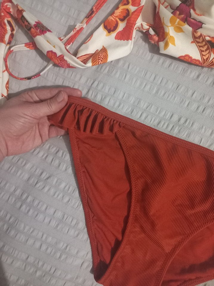 Çiçek Desenli Bohem Bikini takımı kiremit rengi - Görsel 3