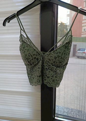 Kadın Yeşil Dantel Mini Bralet esnektir ürün s/m kullanabilir