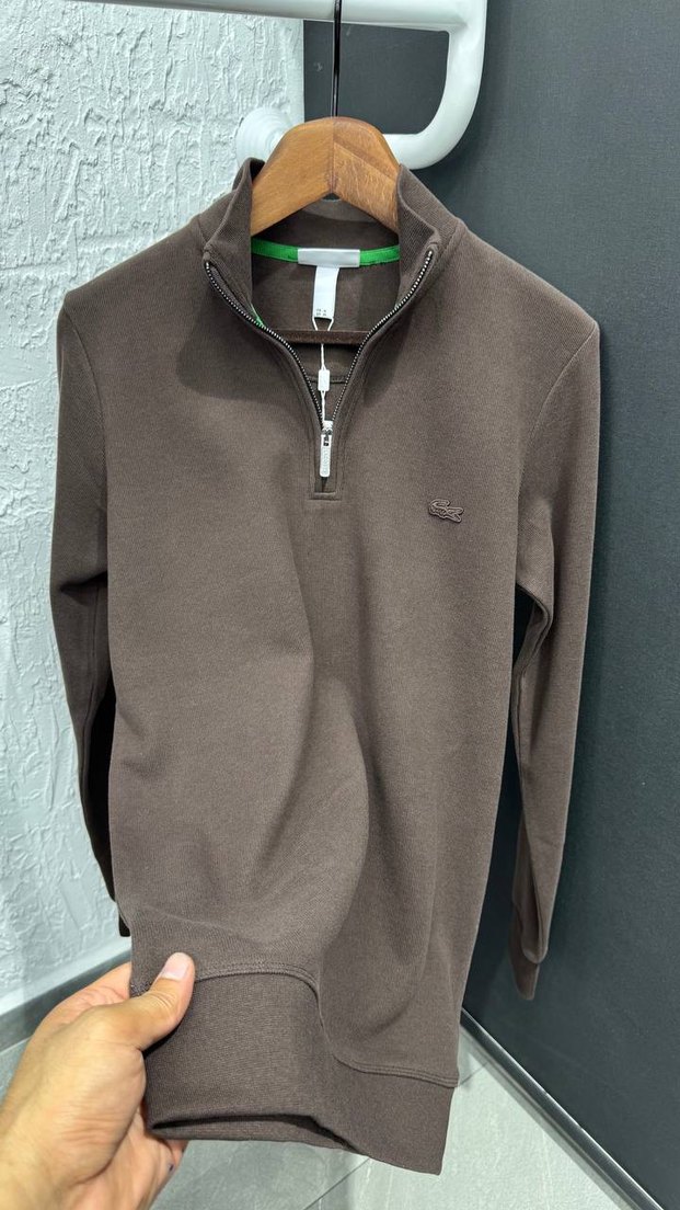 Erkek Gri Yarım Fermuarlı Yüksek Yaka Sweatshirt - Görsel 5