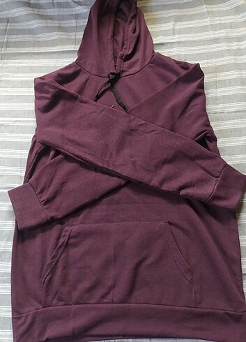 Diğer Mor - Bordo arası renk Sweatshirt Kanguru Cepli