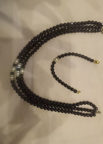 gercek inciUzun Siyah Boncuklu Gotik Kadın Kolyesi - Görsel 4
