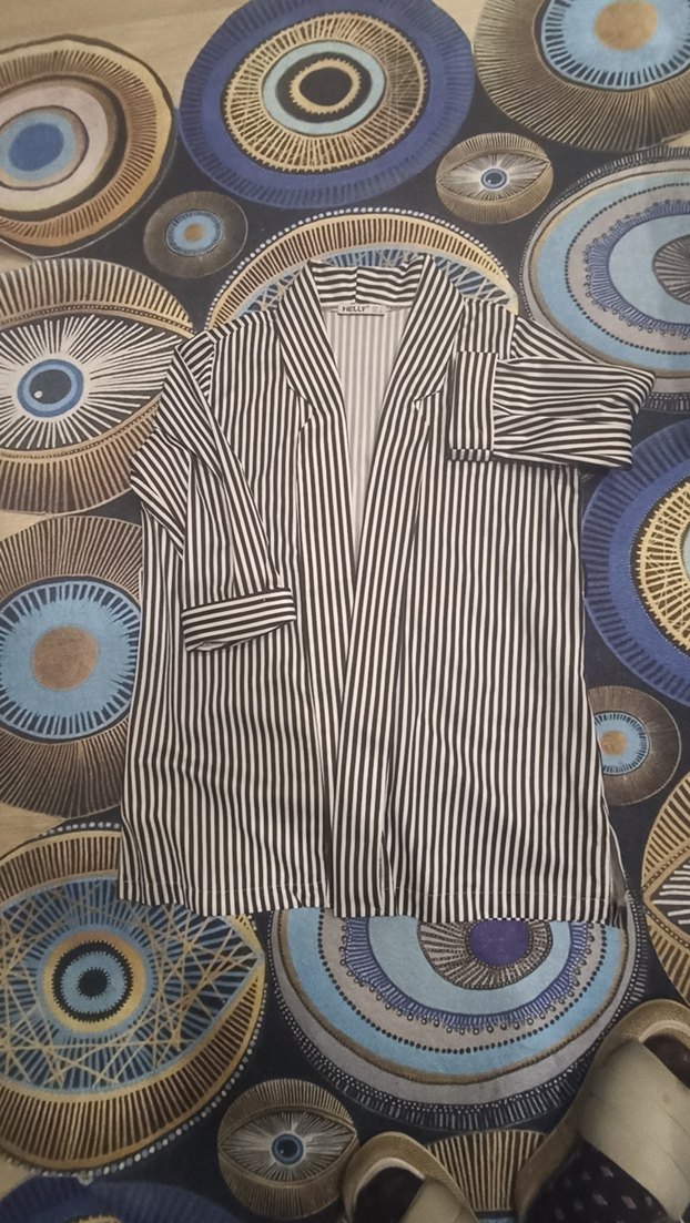 Gri Zebra Desenli Uzun Kollu Kadın Blazer - Görsel 2