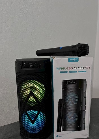 Renkli Işıklı Kablosuz Bluetooth Hoparlör ve Mikrofon - Görsel 2