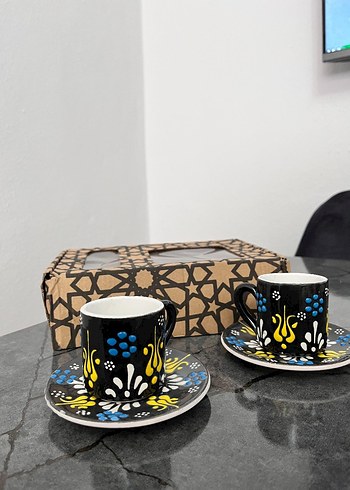 Kahverengi Desenli Seramik Fincan Seti - Görsel 2