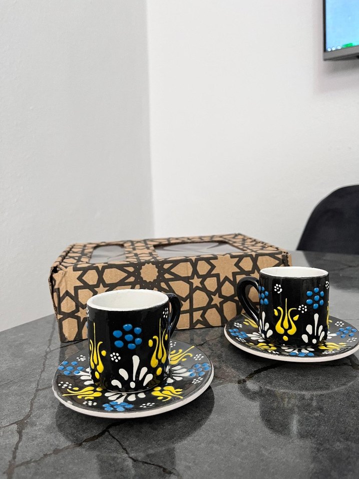 Kahverengi Desenli Seramik Fincan Seti - Görsel 2