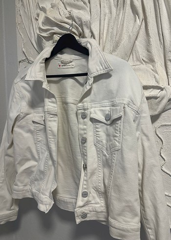 Kadın Beyaz Düğmeli Denim Ceket - Görsel 3