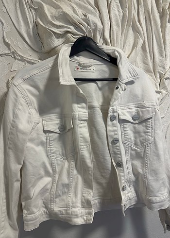 Kadın Beyaz Düğmeli Denim Ceket - Görsel 2