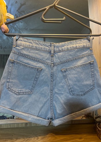 Kadın Gri Denim Mini Şort - Görsel 5