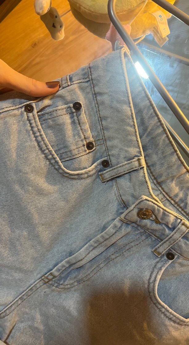 Kadın Gri Denim Mini Şort - Görsel 3