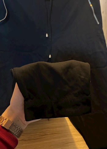 Siyah Kadın Rahat Kesim Fermuarlı Pantolon - Görsel 4