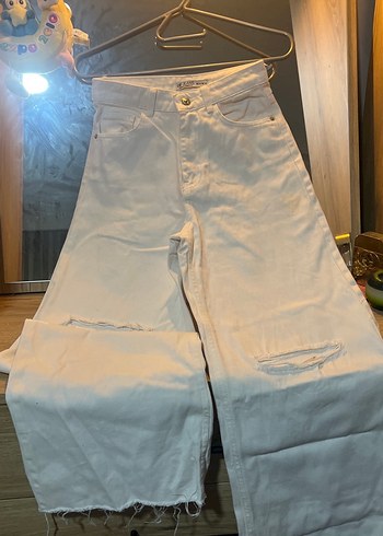 Beyaz Kadın Kot Pantolon - Görsel 2