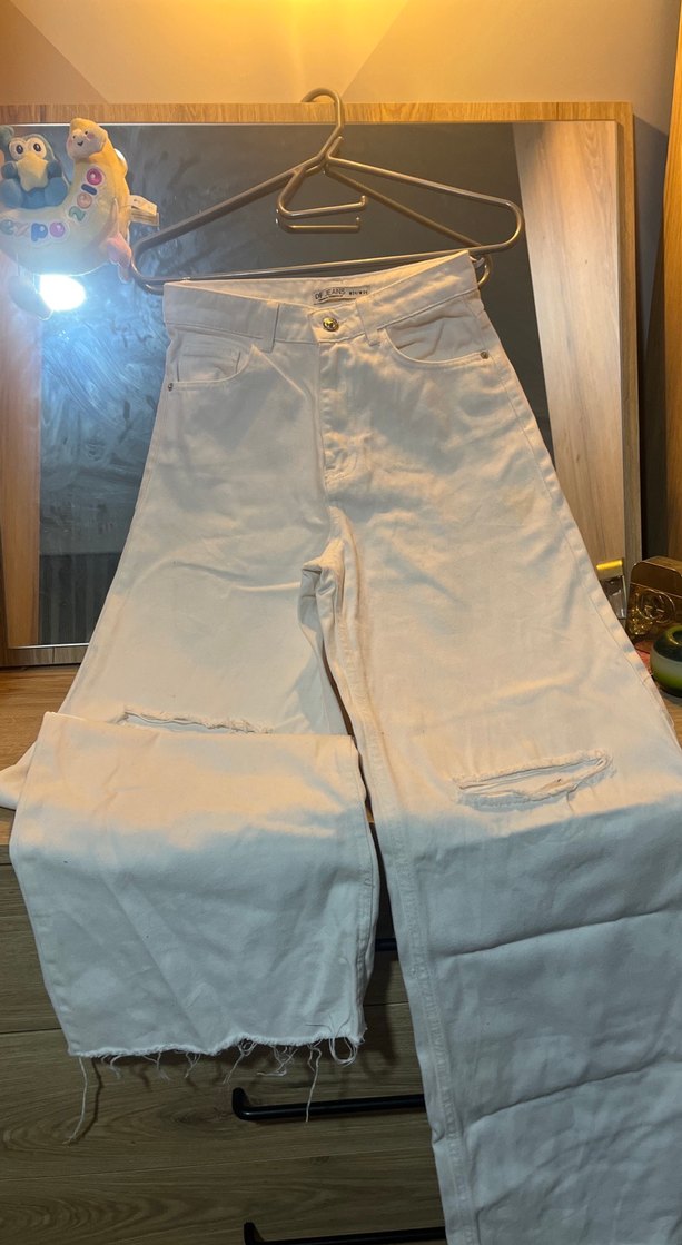 Beyaz Kadın Kot Pantolon - Görsel 2