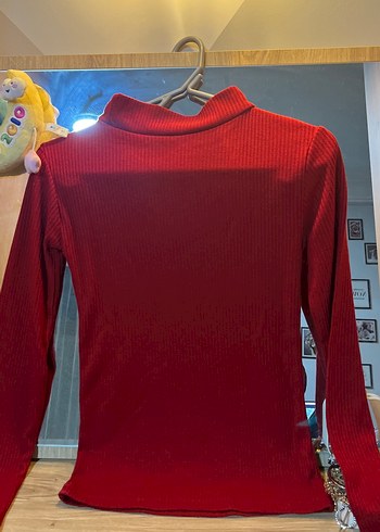 Kadın Kırmızı V Yaka Triko Kazak - Görsel 5