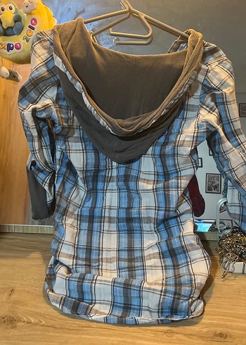 Kadın Gri Mavi Ekose Vintage Gömlek - Görsel 5