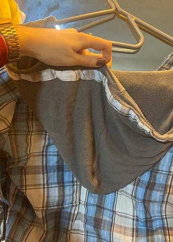 Kadın Gri Mavi Ekose Vintage Gömlek - Görsel 6